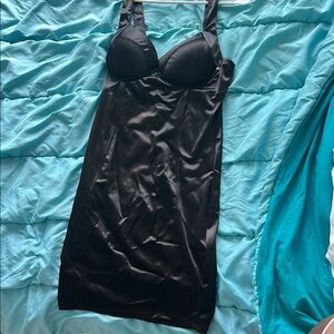 Iris Black Satin Chemise